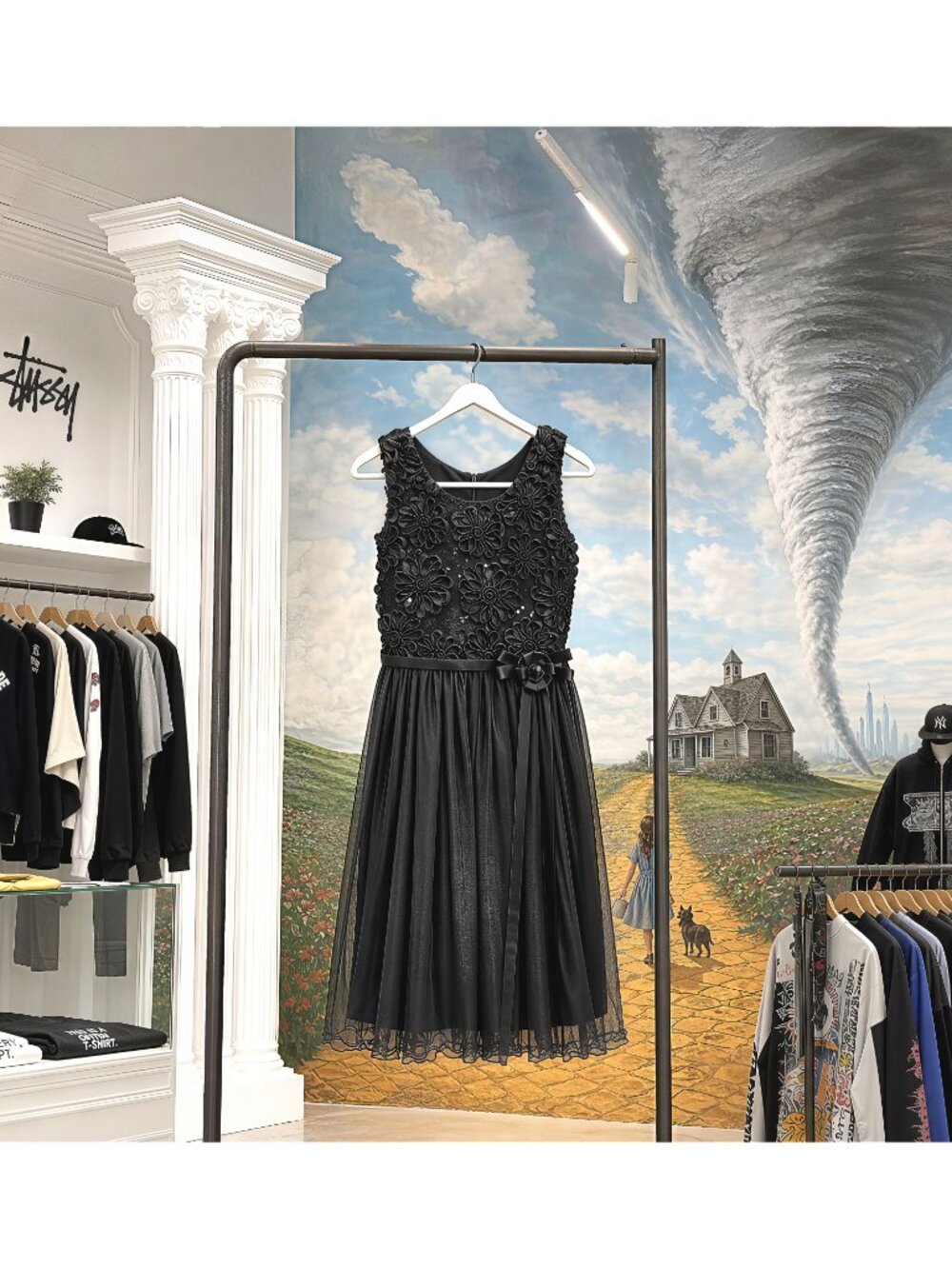 Bonnie Jean Girls Size 16 Black Rosette Sequin Tulle Formal Party Dress